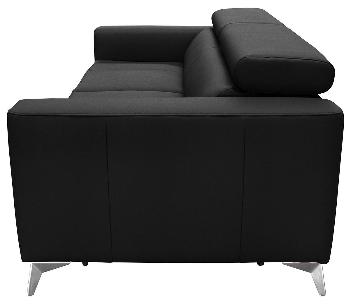 Schlafsofa Mondo, Schwarz B: 206 cm - Silberfarben/Schwarz, Design, Leder/Textil (206/95/101cm) - Livetastic