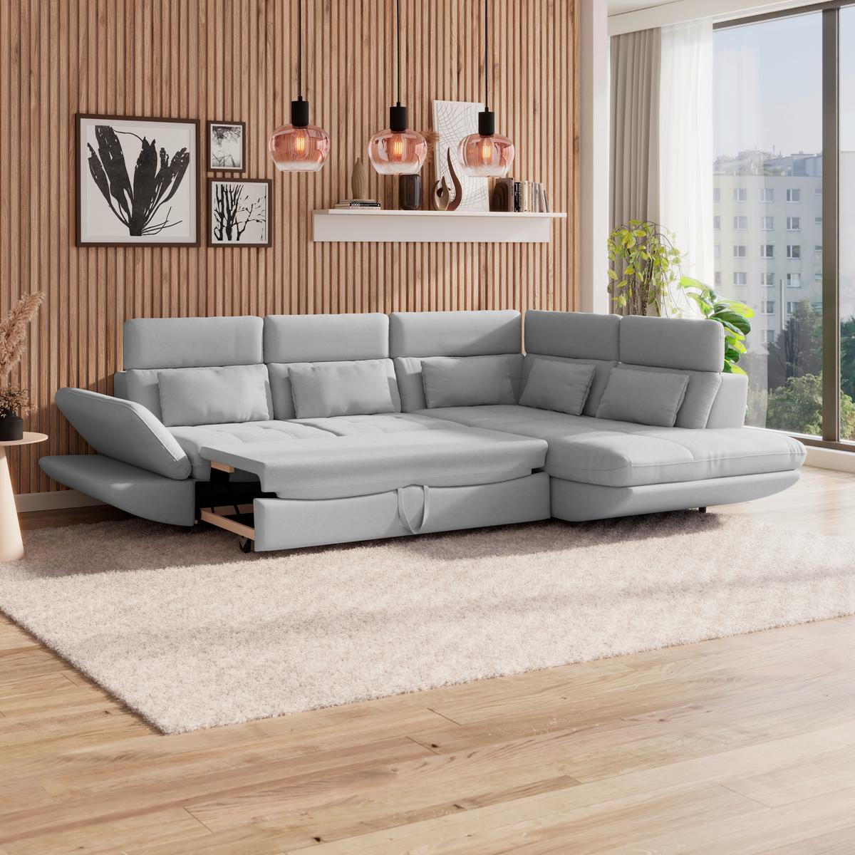 Wohnlandschaft Park - Hellgrau/Schwarz, MODERN, Textil (311/233cm) - Luca Bessoni