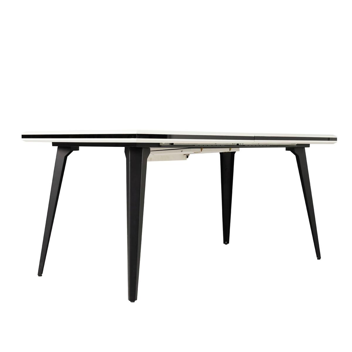 Esstisch Kobe - Schwarz/Weiß, MODERN, Holzwerkstoff/Metall (160-200/76/90cm) - MID.YOU