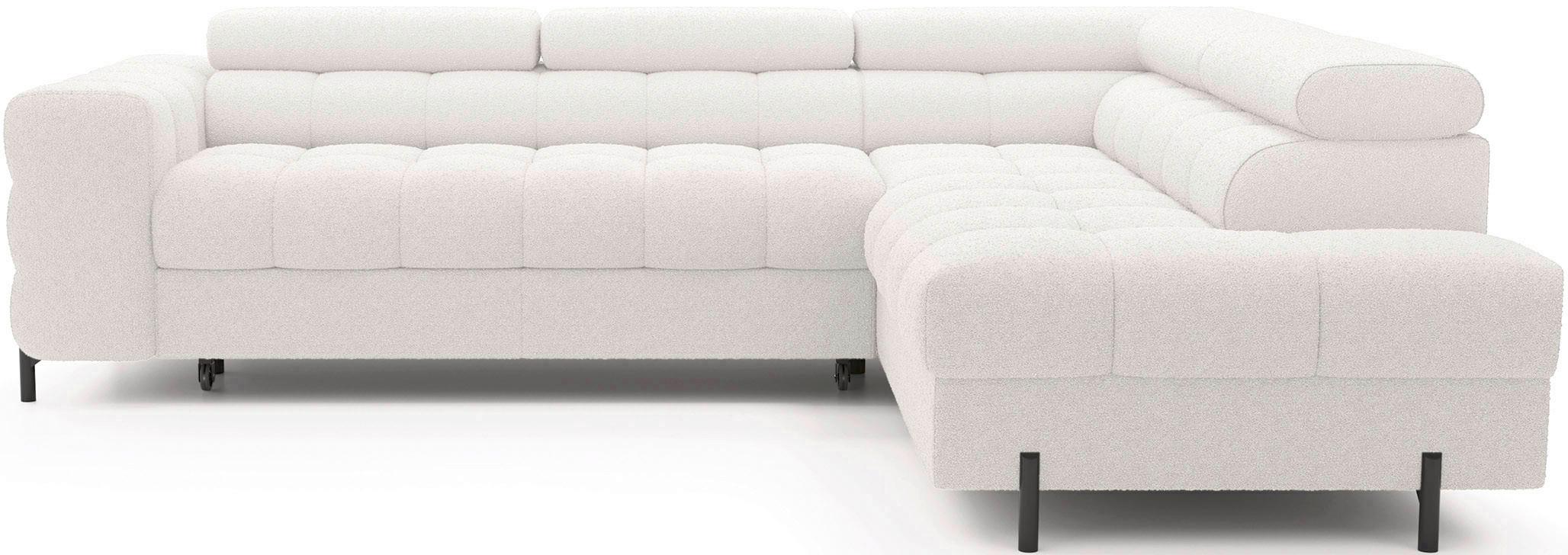 Ecksofa Ferucce Weiß S: 276x200 Cm - Schwarz/Weiß, Design, Textil (276/200cm) - MID.YOU