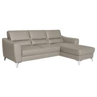 Ecksofa Santos Platinfarben S: 241 cm - Platinfarben/Chromfarben, Design, Leder/Textil (241/168cm) - Livetastic