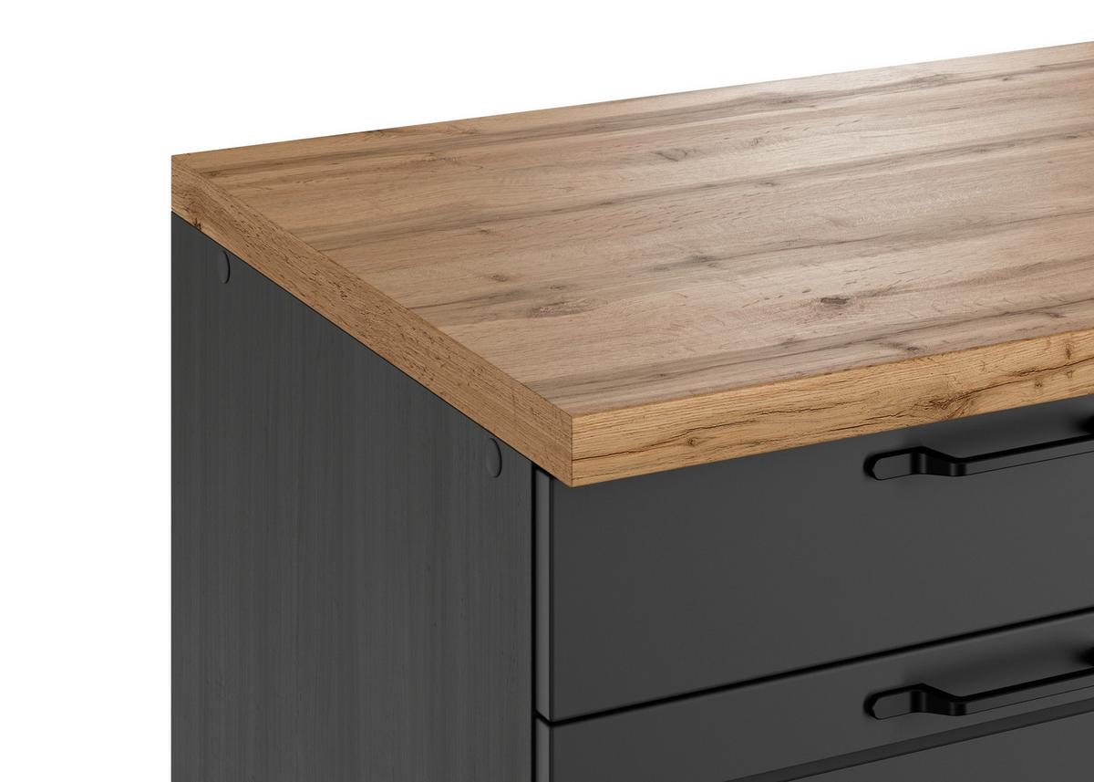 Küchenunterschrank Meran B: 180 Cm Grau/eiche Dekor - Eiche Wotan/Grau, LIFESTYLE, Holzwerkstoff (180/86/60cm) - Held