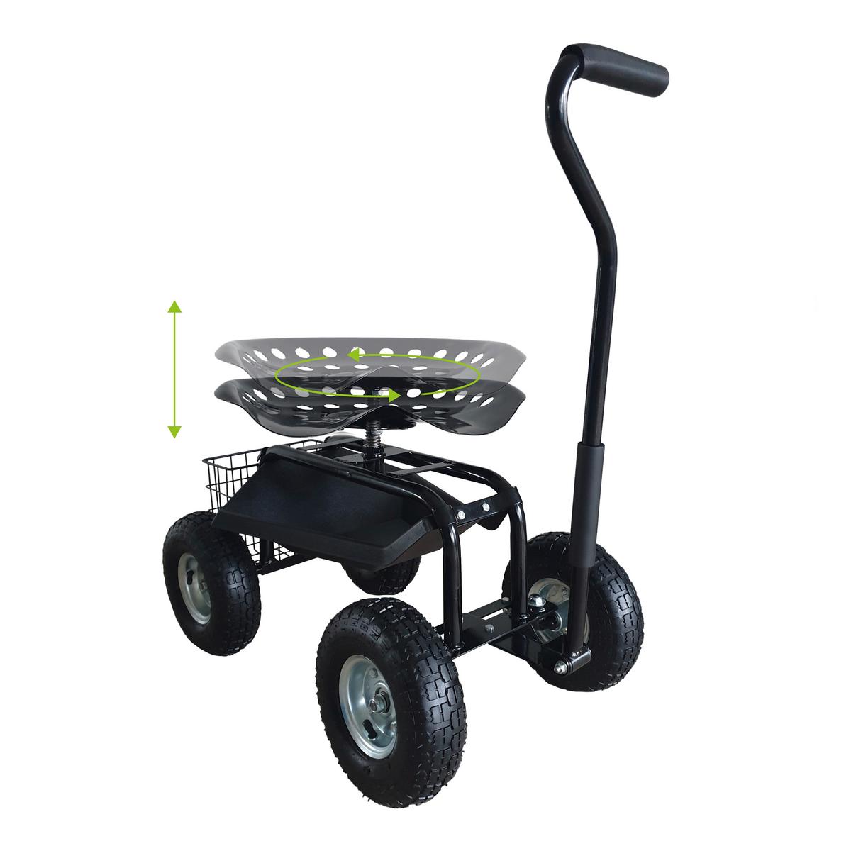 Gartengerätewagen Mit Sitz - Anthrazit, Basics, Kunststoff/Metall (81/45/86cm) - Ambia Garden