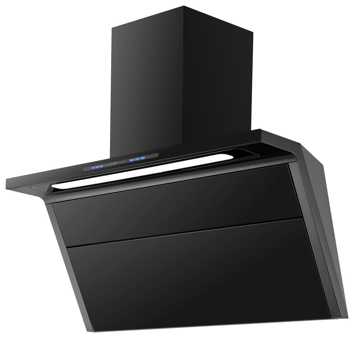 Dunstabzugshaube Ws55-90a+gcb - Schwarz, Basics, Glas/Metall (90/79,2-118,2/37cm) - PKM