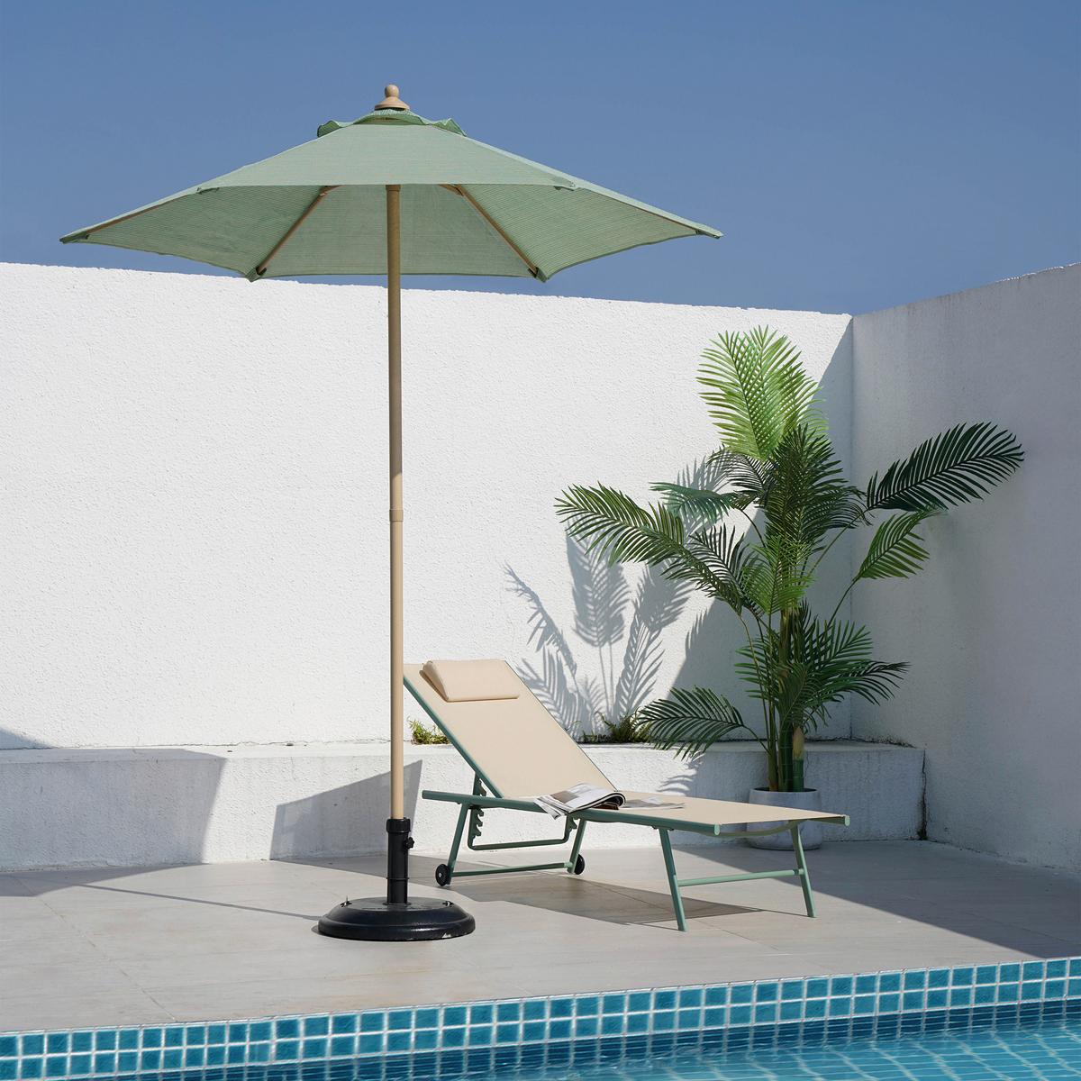 Dreibeinliege 2x Travis – Sonnenliege - Beige/Grün, Basics, Textil/Metall (55/97/185cm)