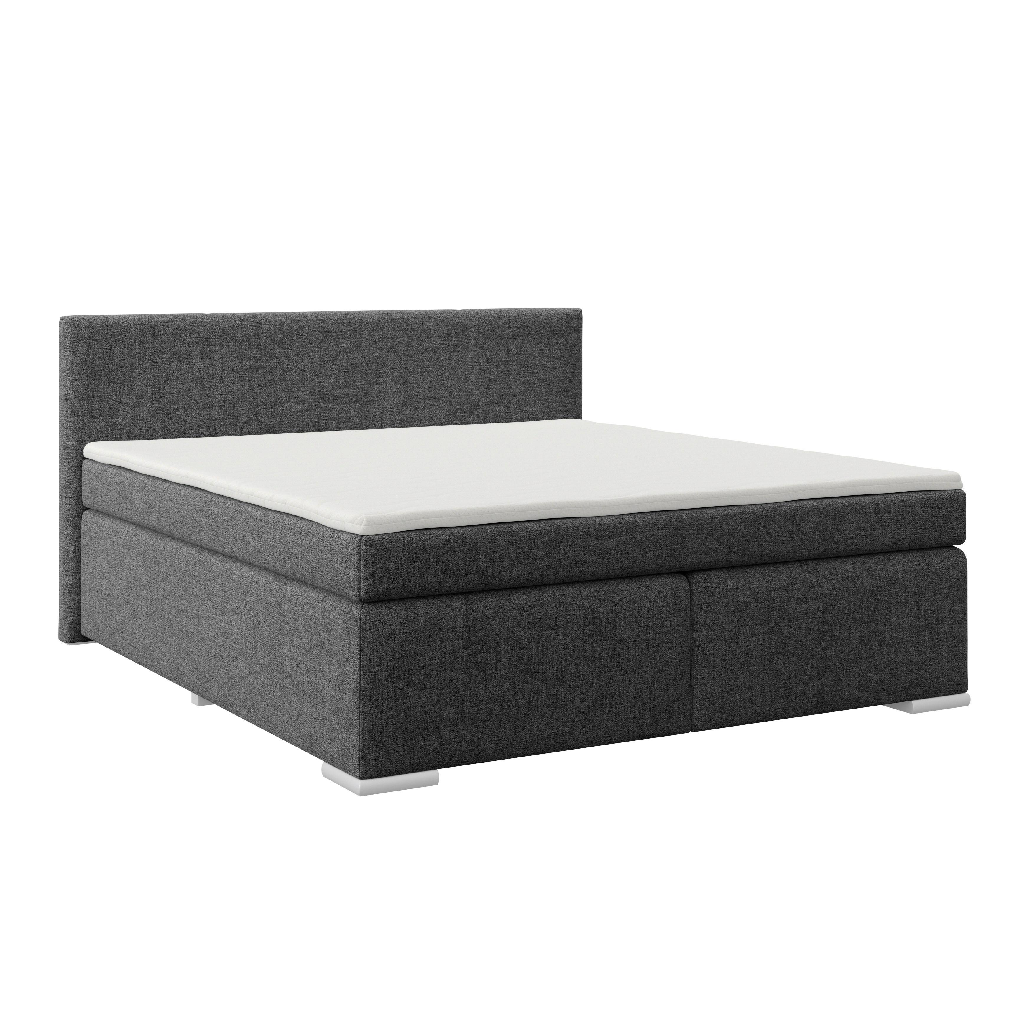 Boxspringbett Mira I Nordic, Lf: 180x200 cm - Alufarben/Graphitfarben, Basics, Textil (180/200cm)