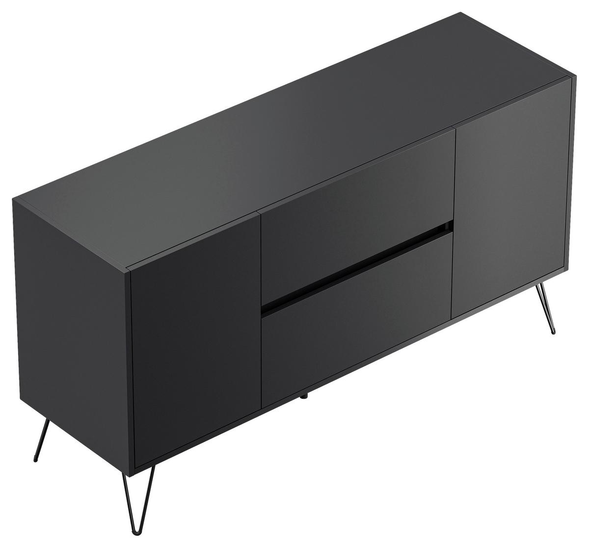 Sideboard Posseik Industrial Graphitfarben B: 139 cm - Graphitfarben/Schwarz, Design, Holzwerkstoff (139/75,8/42cm) - MID.YOU