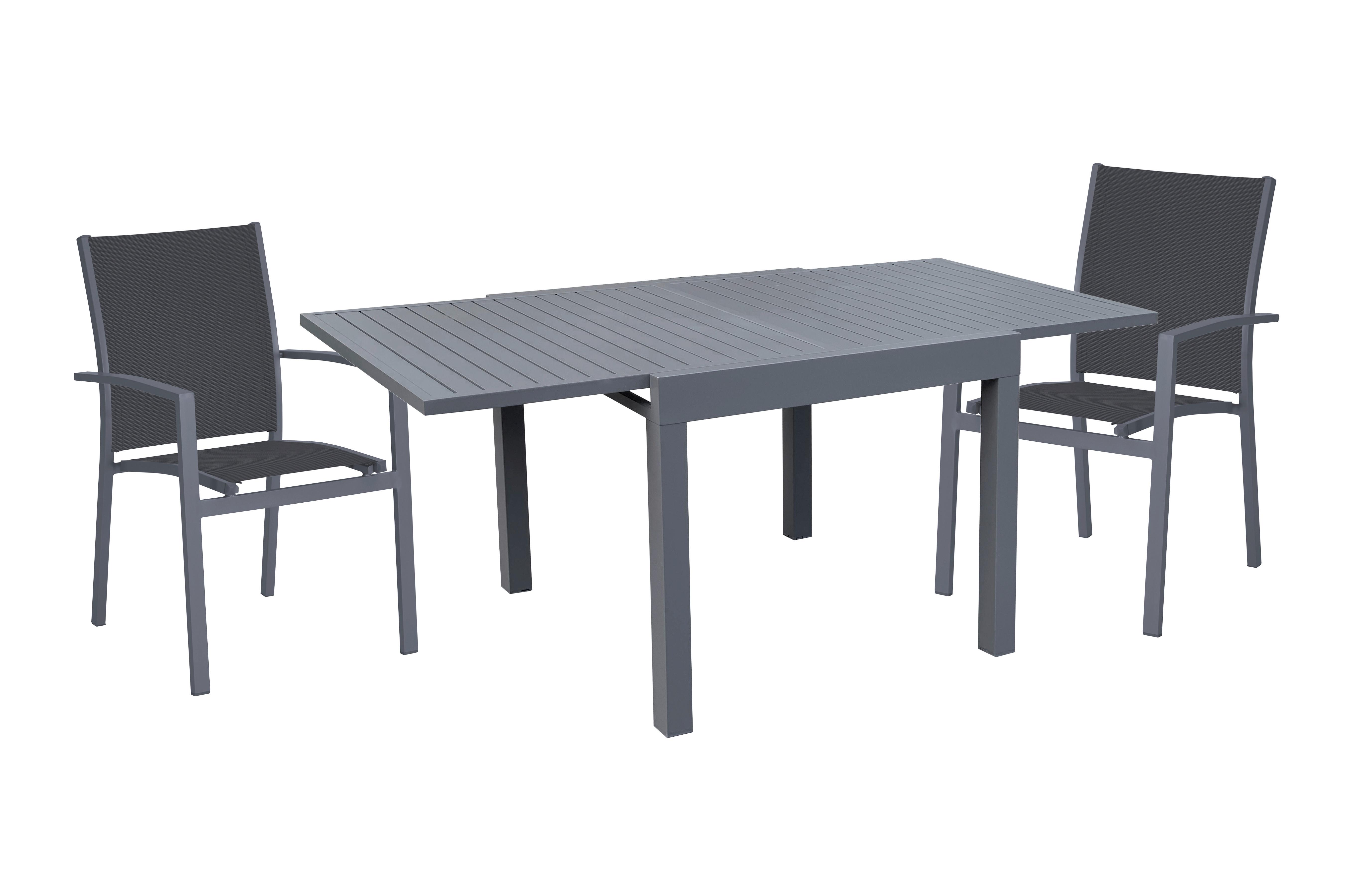 Gartenmöbel Set 3--Teilig. Elena Metall/Kunststoff - Dunkelgrau, Basics, Kunststoff/Metall (61/89/56,5cm) - Gardenson
