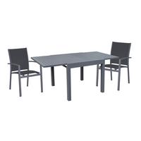 Gartenmöbel Set 3--Teilig. Elena Metall/Kunststoff - Dunkelgrau, Basics, Kunststoff/Metall (61/89/56,5cm) - Gardenson