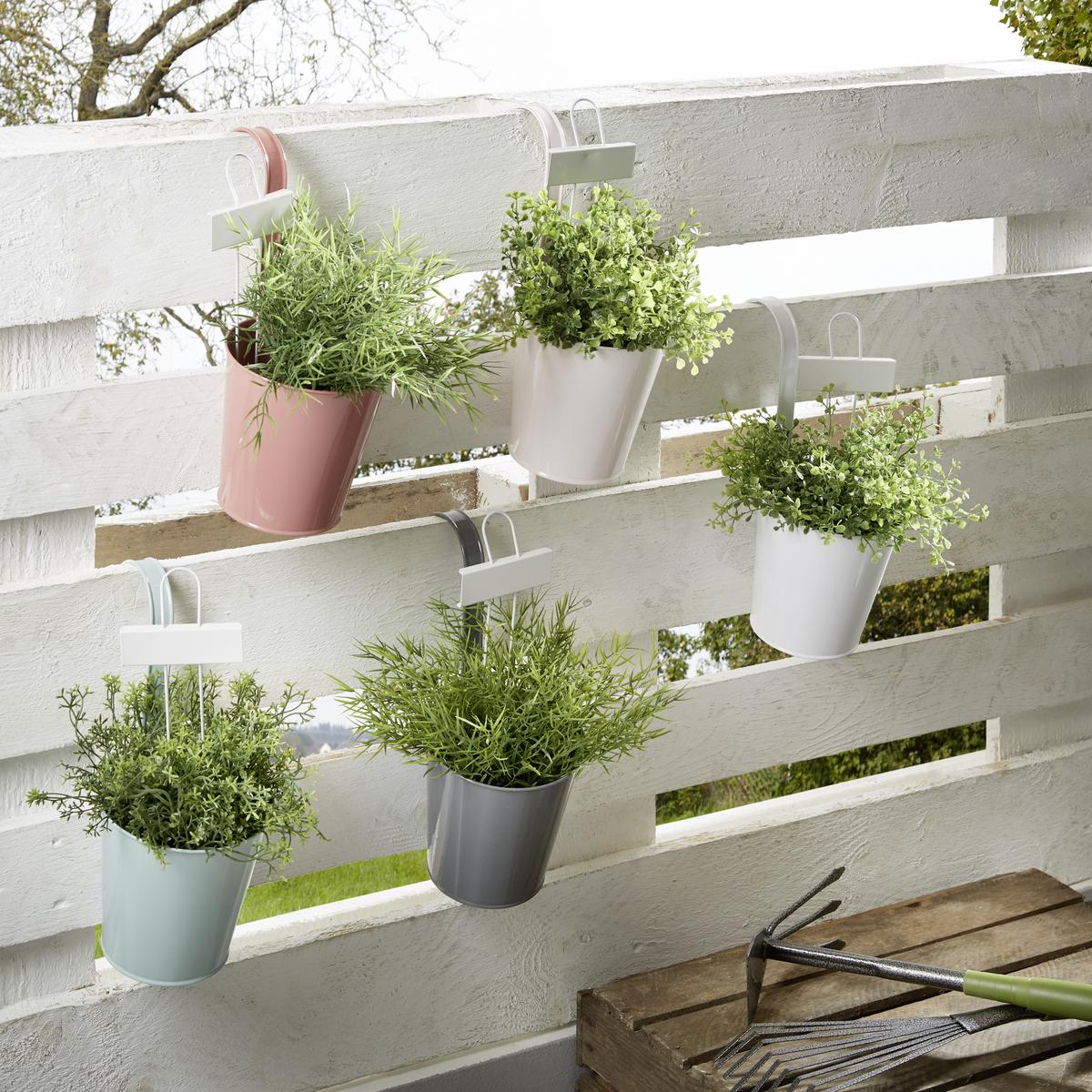 Pflanzenstecker Herb 5er-Set Stahl Weiß H: 27 Cm - Zinkfarben/Weiß, Metall (9/27cm) - Homezone