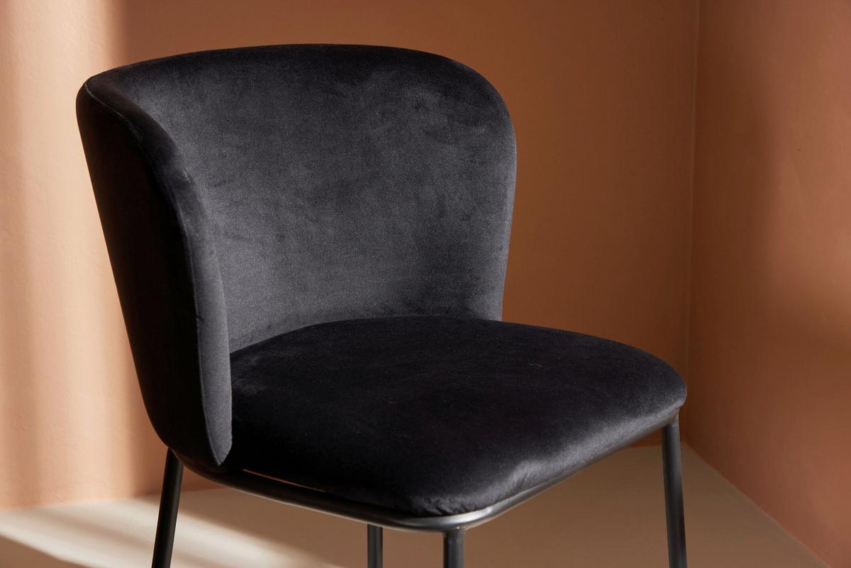 Stuhl Edina Schwarz B: 53 Cm - Schwarz, Design, Textil/Metall (53/77/60cm) - Livetastic