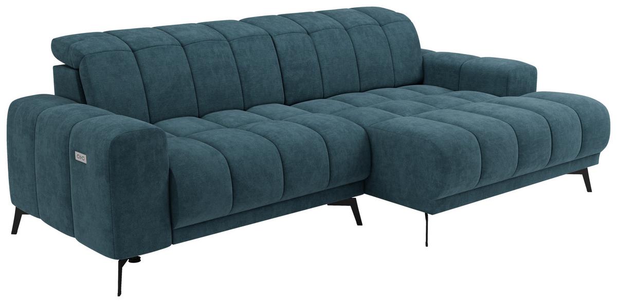 Rohová sedačka LAYA, pravá, petrolejová tkanina MEMPHIS - petrolej, Moderní, textil (250/155cm) - Premium Living