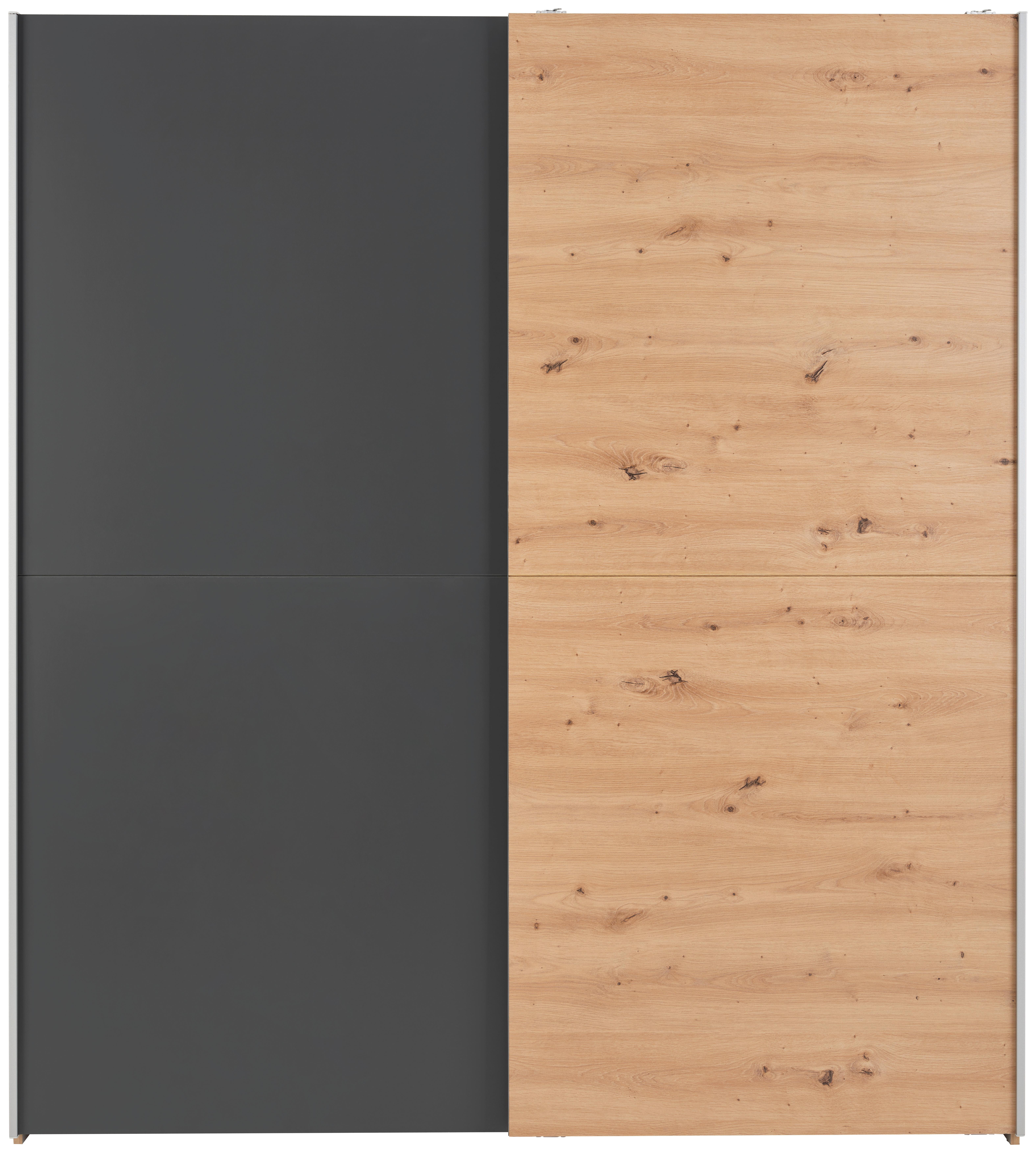 Schwebetürschrank Time,graphit Eiche Artisan Dekor, B: 170 cm - Graphitfarben/Eiche Artisan, Basics, Holzwerkstoff (170/191/59cm)