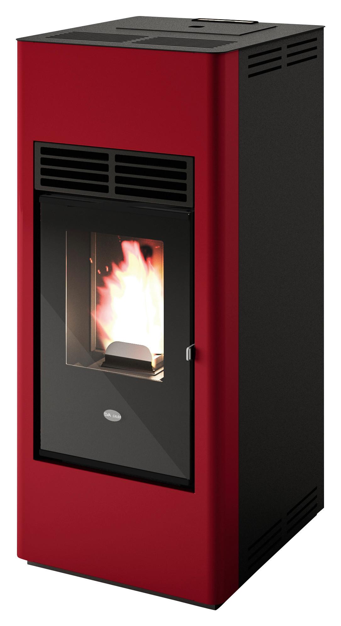 Pelletofen Karina Rot Metall 9,5 Kw mit Wi-Fi - Rot, Basics, Metall (44,6/51,7/100,4cm)