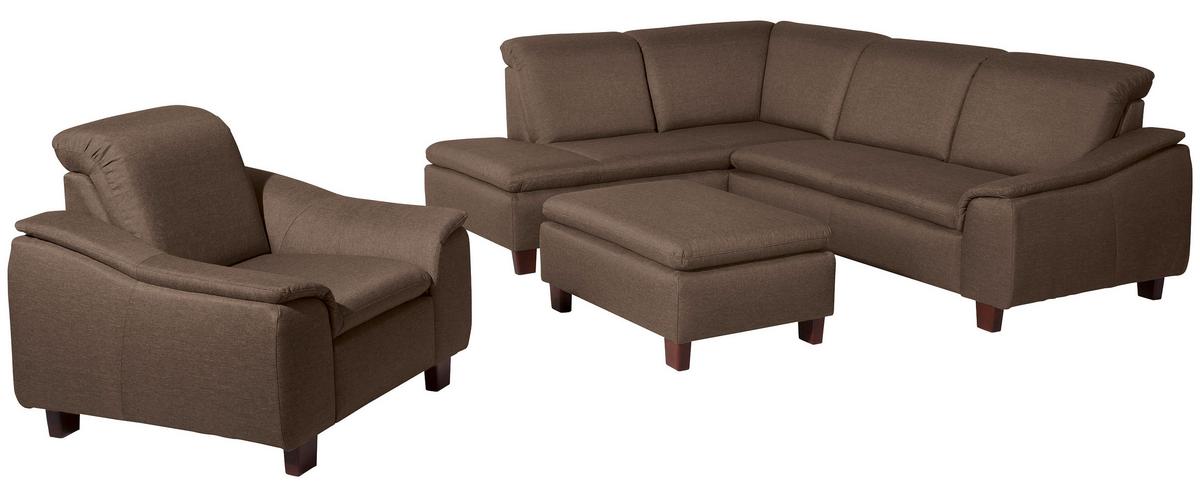 Ecksofa Aaron Sahara Flachgewebe - Nussbaumfarben/Sahara, Design, Textil (247/187cm) - Max Winzer