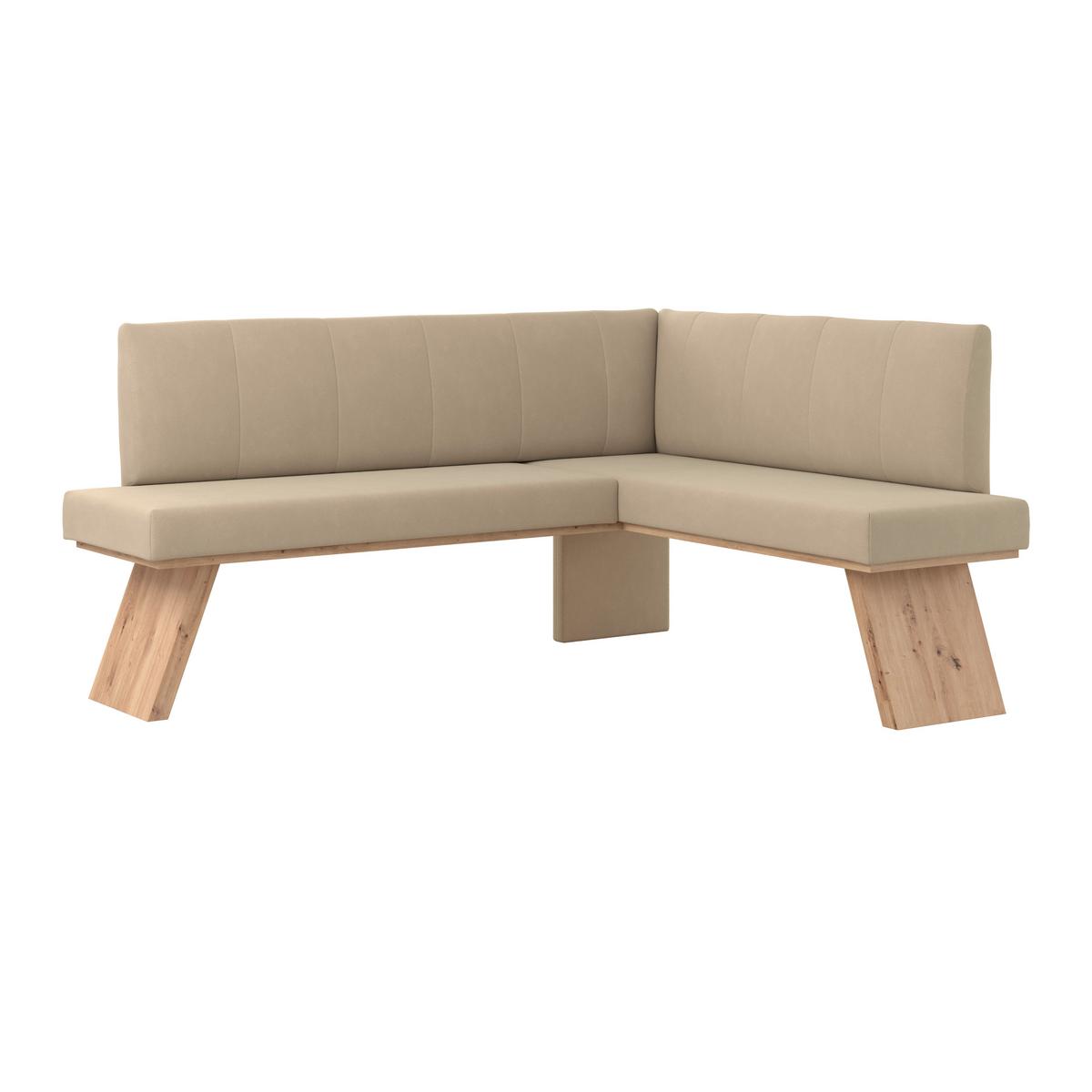 Eckbank Emma Ii Webstoff Beige, B: 185 Cm - Eichefarben/Beige, KONVENTIONELL, Holzwerkstoff/Textil (185/150cm)