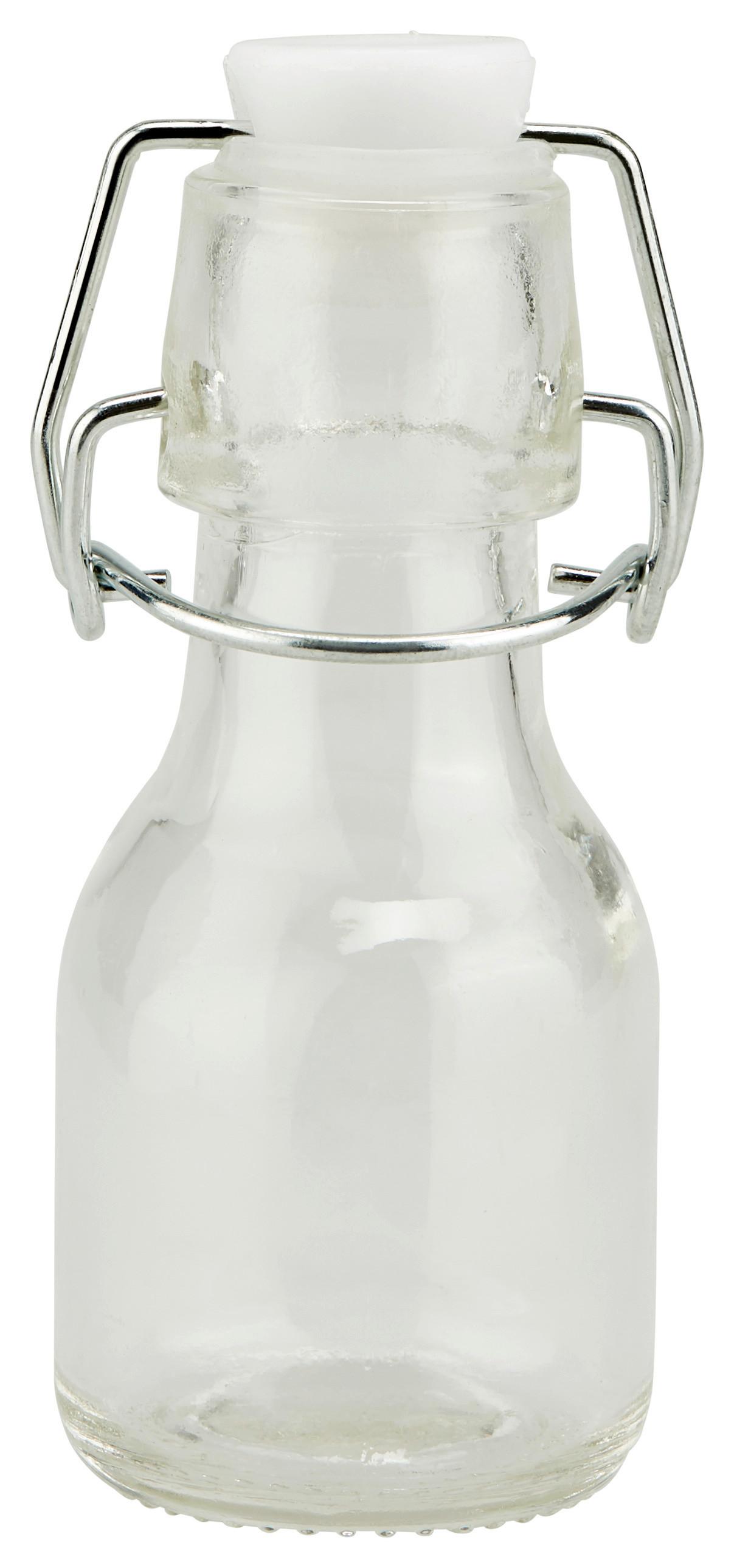 Universalflasche Irinai ca. 75 ml, mit Bügelverschluss - Klar/Weiß, KONVENTIONELL, Glas/Kunststoff (4,5/11cm) - Luca Bessoni