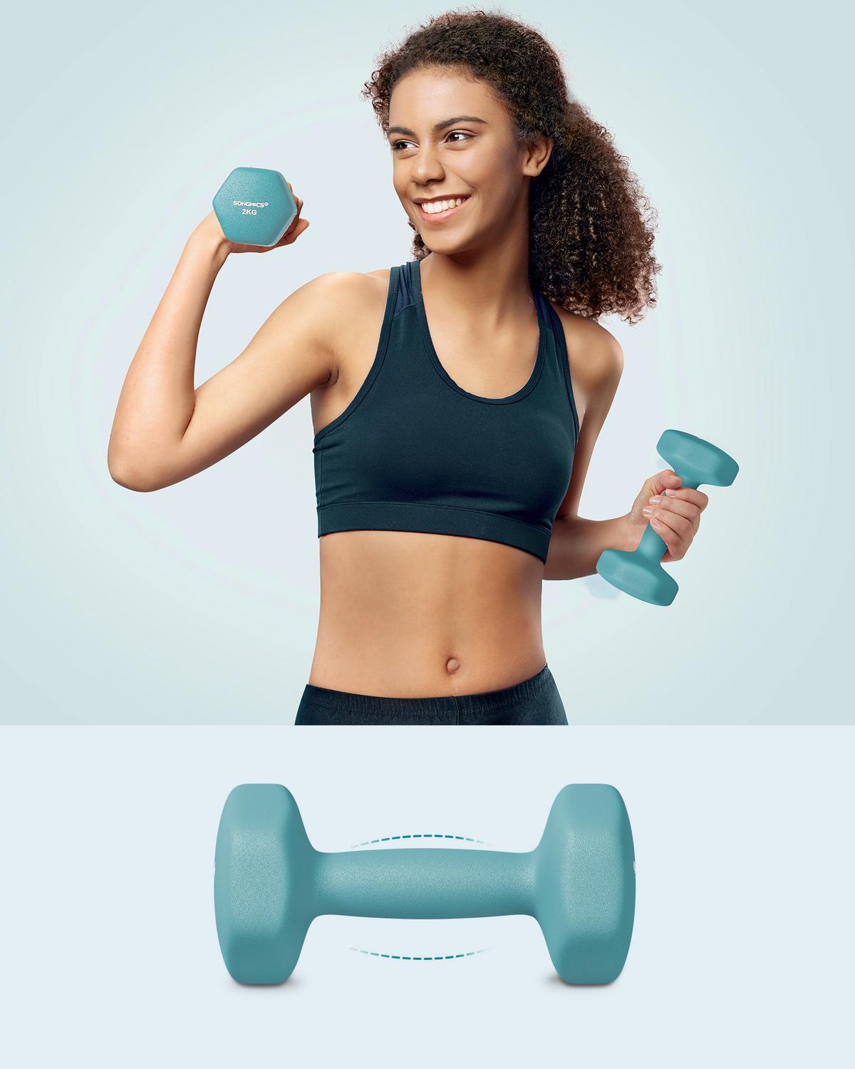 Fitness-Set Dumbbell Hellblau/ Dunkelblau/Hellrosa B: 38,5 cm - Hellrosa/Dunkelblau, Basics, Metall (38.5/14.5/35.5cm)