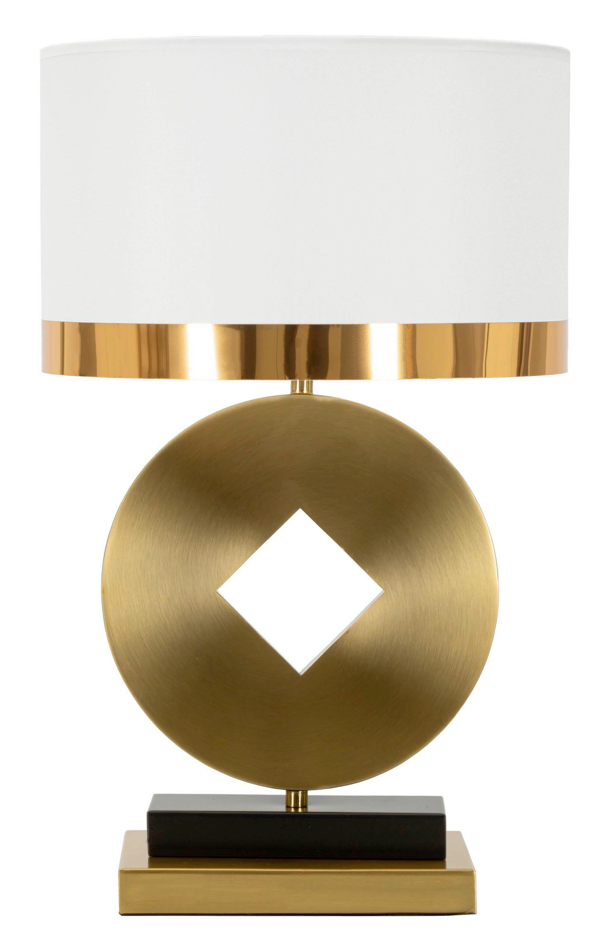 Tischleuchte Glamy Arc B Weiß, Goldfarben B: 21 cm - Goldfarben/Weiß, Basics, Glas/Metall (21/50/21cm)