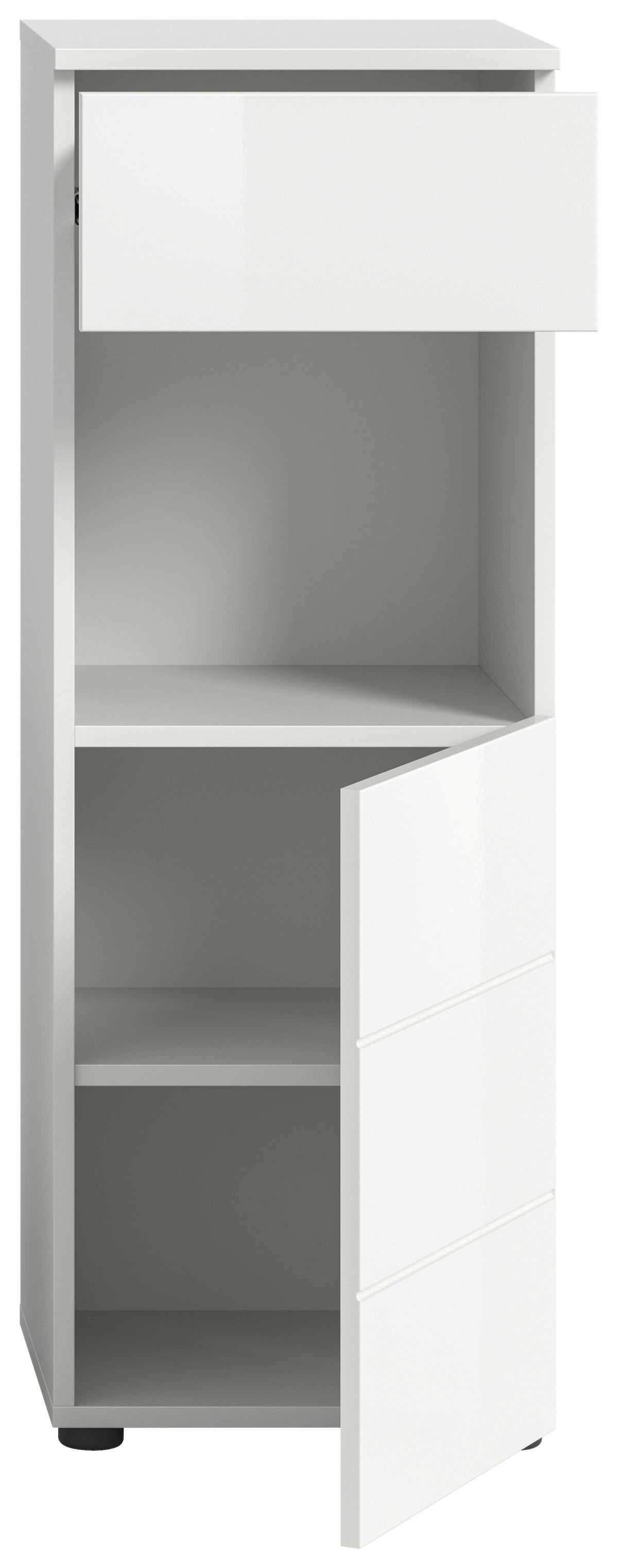Midischrank Vira Weiß B: 38 cm - Weiß Hochglanz/Schwarz, MODERN, Holzwerkstoff (38/106/34cm) - MID.YOU