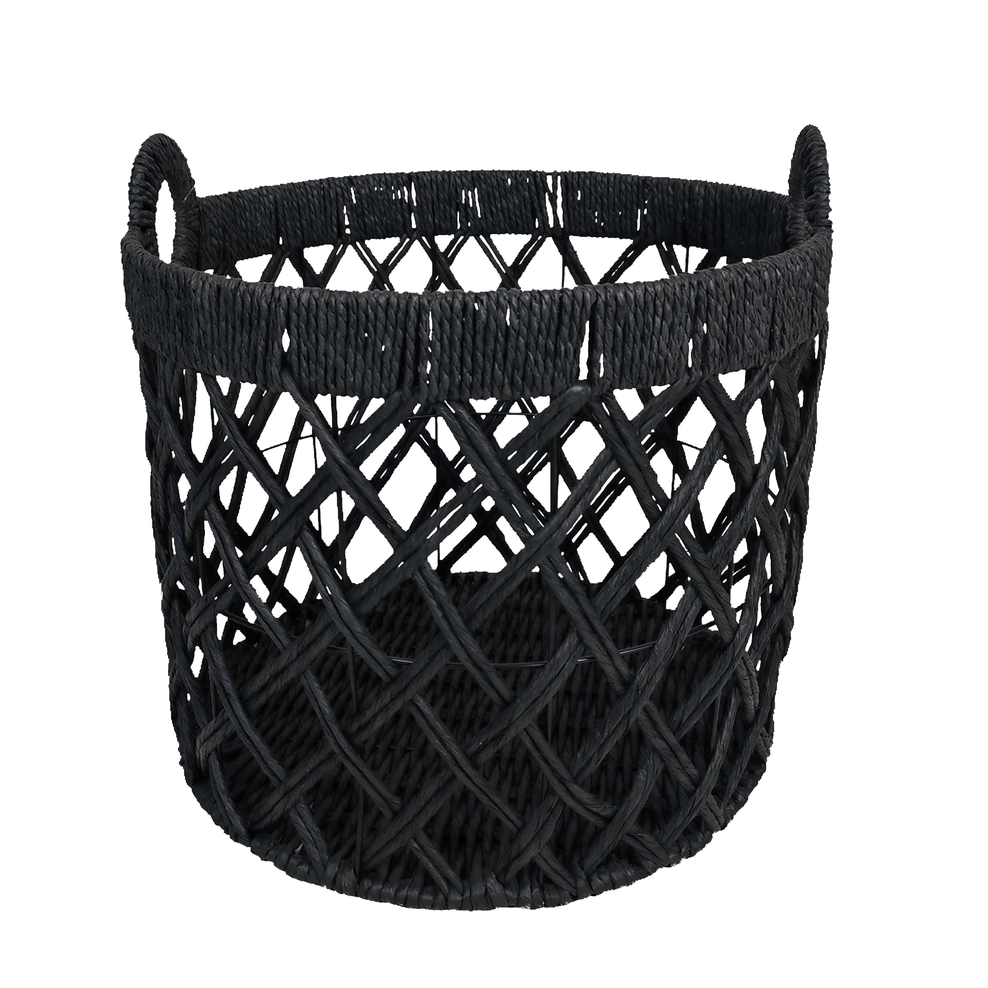 koš CHARLY - černá, Moderní, kov/papír (30/35cm) - Modern Living