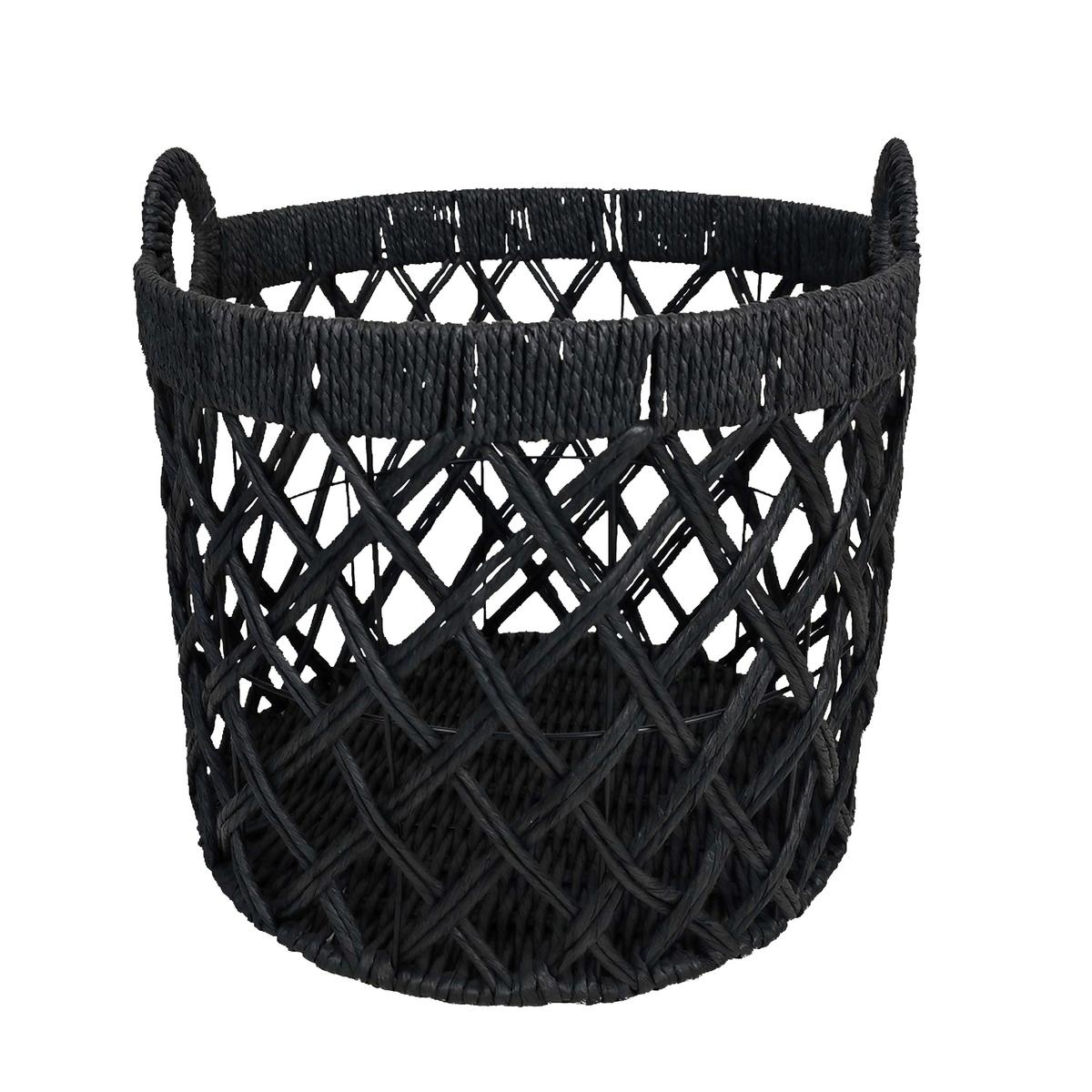 koš CHARLY - černá, Moderní, kov/papír (30/35cm) - Modern Living