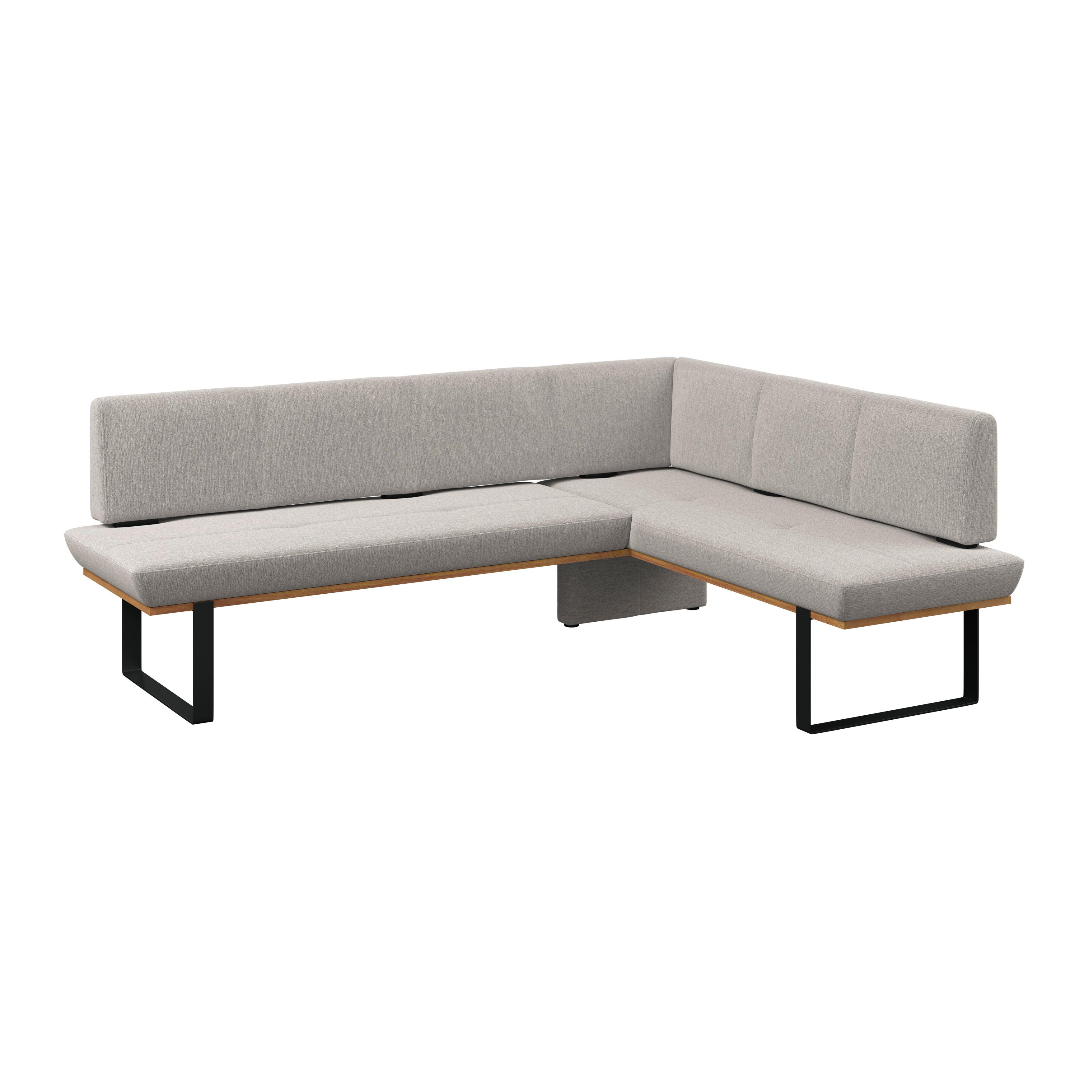 Eckbank Tristan Webstoff hellgrau, S:225x175cm - Hellgrau/Schwarz, MODERN, Holz/Textil (225/175cm) - James Wood