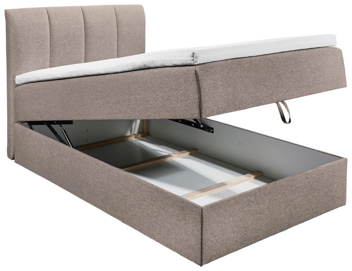 Boxspringbett mit Topper & Bettkasten 120x200 Granada - Schlammfarben/Schwarz, Basics, Textil (120/200cm) - MID.YOU