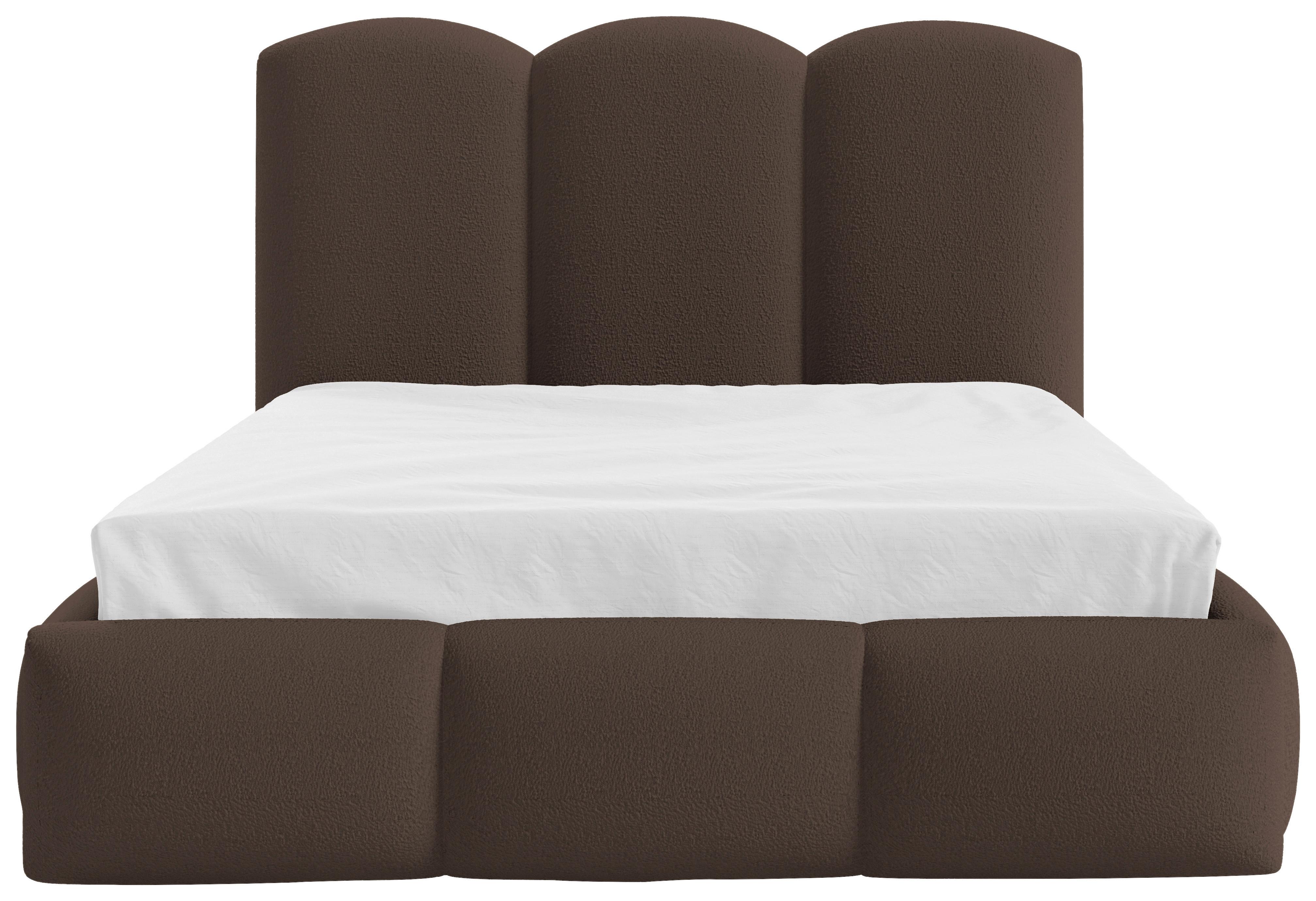 Polsterbett Bero Dunkelbrau, Lf: 180x200 Cm - Dunkelbraun/Buchefarben, Trend, Holz/Textil (180/200cm)
