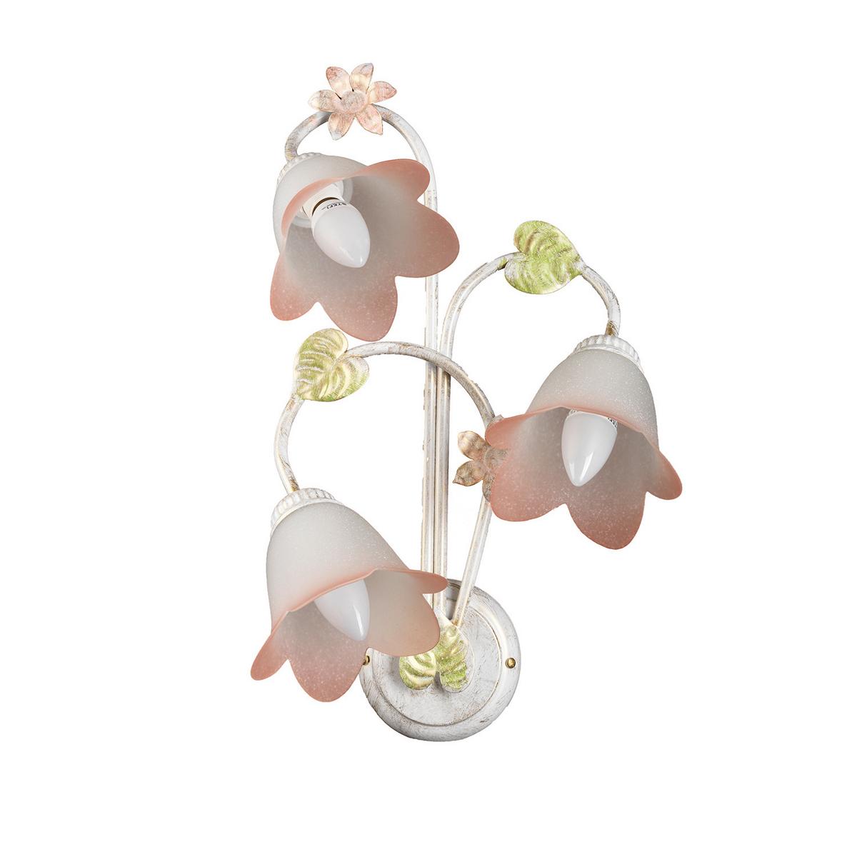 Wandleuchte 4217/Ap3 - Weiß, Natur, Glas/Metall (30/25/50cm)