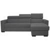 Rohová sedačka MARCO, oboustranná, tmavě šedý velur - černá/tmavě šedá, Konvenční, kov/dřevo (238/78-94/170cm)