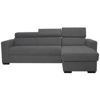 Rohová sedačka MARCO, oboustranná, tmavě šedý velur - černá/tmavě šedá, Konvenční, kov/dřevo (238/78-94/170cm)