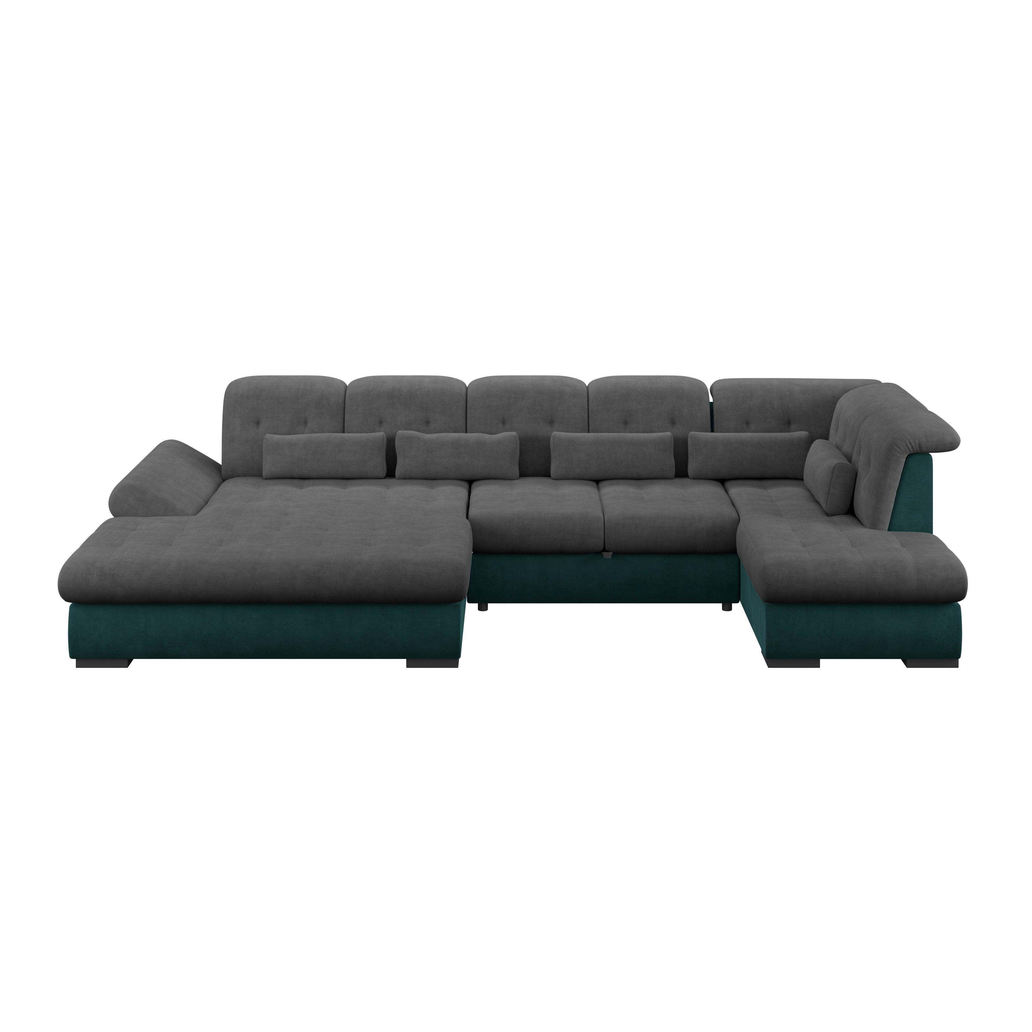Wohnlandschaft Madera Anthrazit S: 358x212 Cm - Türkis/Anthrazit, KONVENTIONELL, Kunststoff/Textil (190/358/212cm)