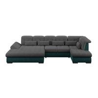 Wohnlandschaft Madera Anthrazit S: 358x212 cm - Türkis/Anthrazit, KONVENTIONELL, Kunststoff/Textil (190/358/212cm)