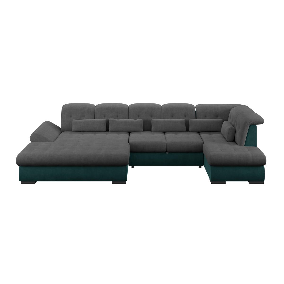 Wohnlandschaft Madera Anthrazit S: 358x212 cm - Türkis/Anthrazit, KONVENTIONELL, Kunststoff/Textil (190/358/212cm)
