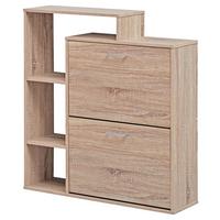 Vyklápěcí botník Samo dub sonoma - barvy stříbra/Sonoma dub, Moderní, kov/kompozitní dřevo (85/93/24cm) - MID.YOU