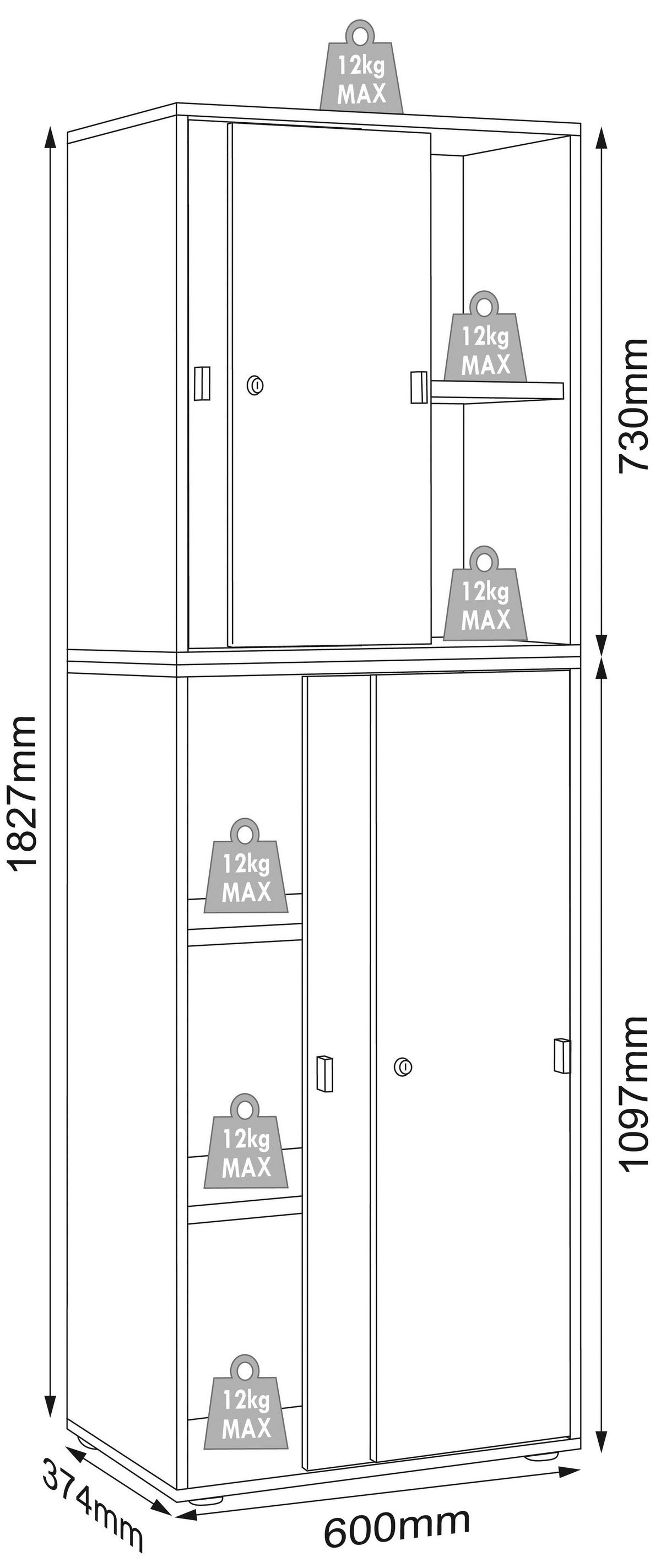 Aktenschrank Salia Anthrazit, Honigeiche B: 60 cm - Honigeiche/Anthrazit, Design, Holzwerkstoff (60/183/37cm) - MID.YOU