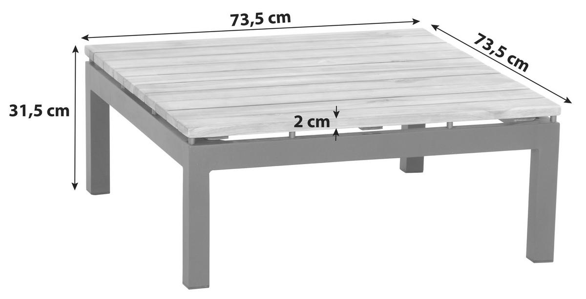 Loungetisch H16598 - Anthrazit/Teakfarben, MODERN, Holz/Metall (73,5/73,5/31,5cm) - Siena Garden