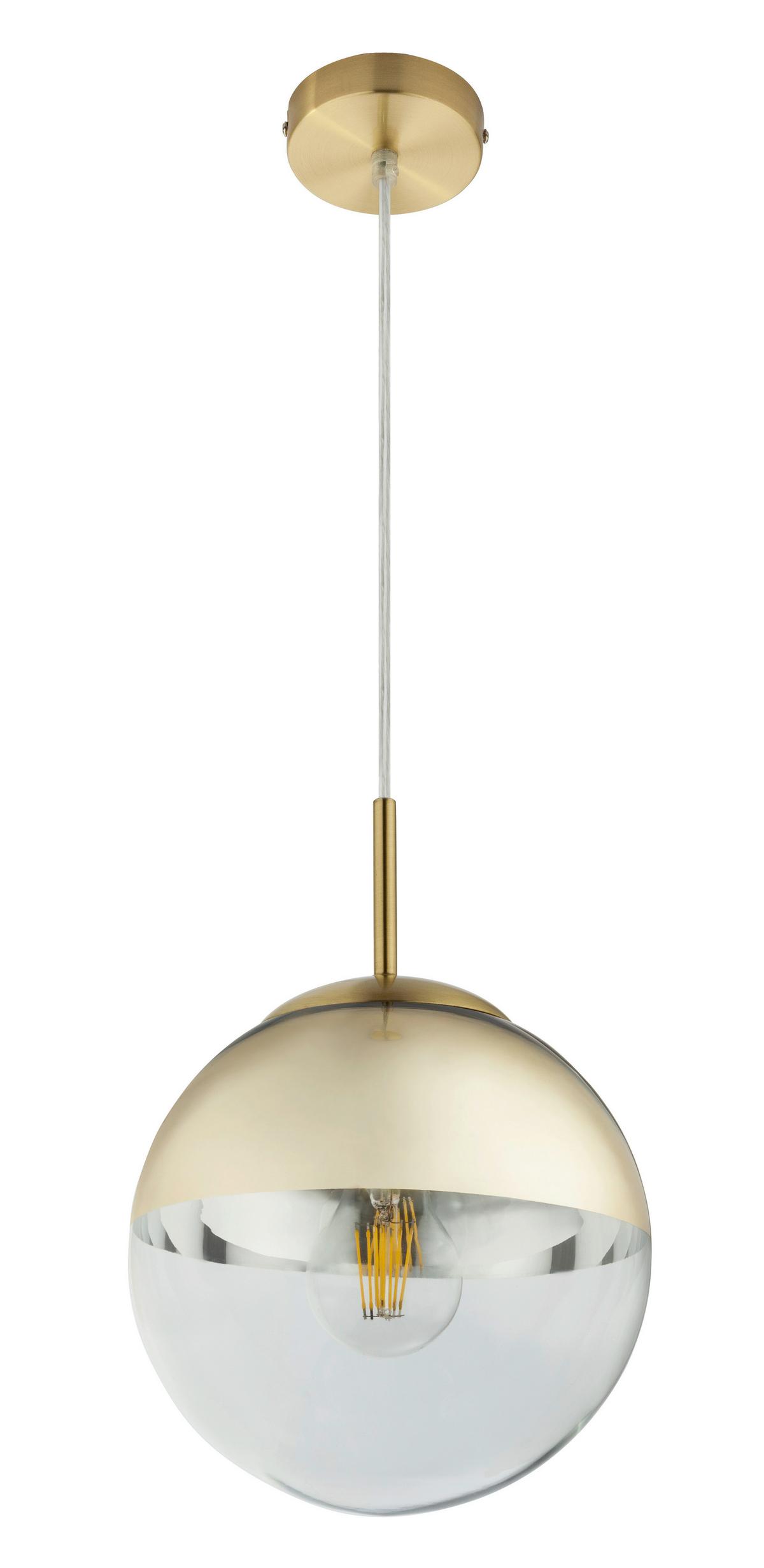 Hängeleuchte H: 120 Cm 1-Flammig - Transparent/Goldfarben, Design, Glas/Metall (20/120cm) - Globo