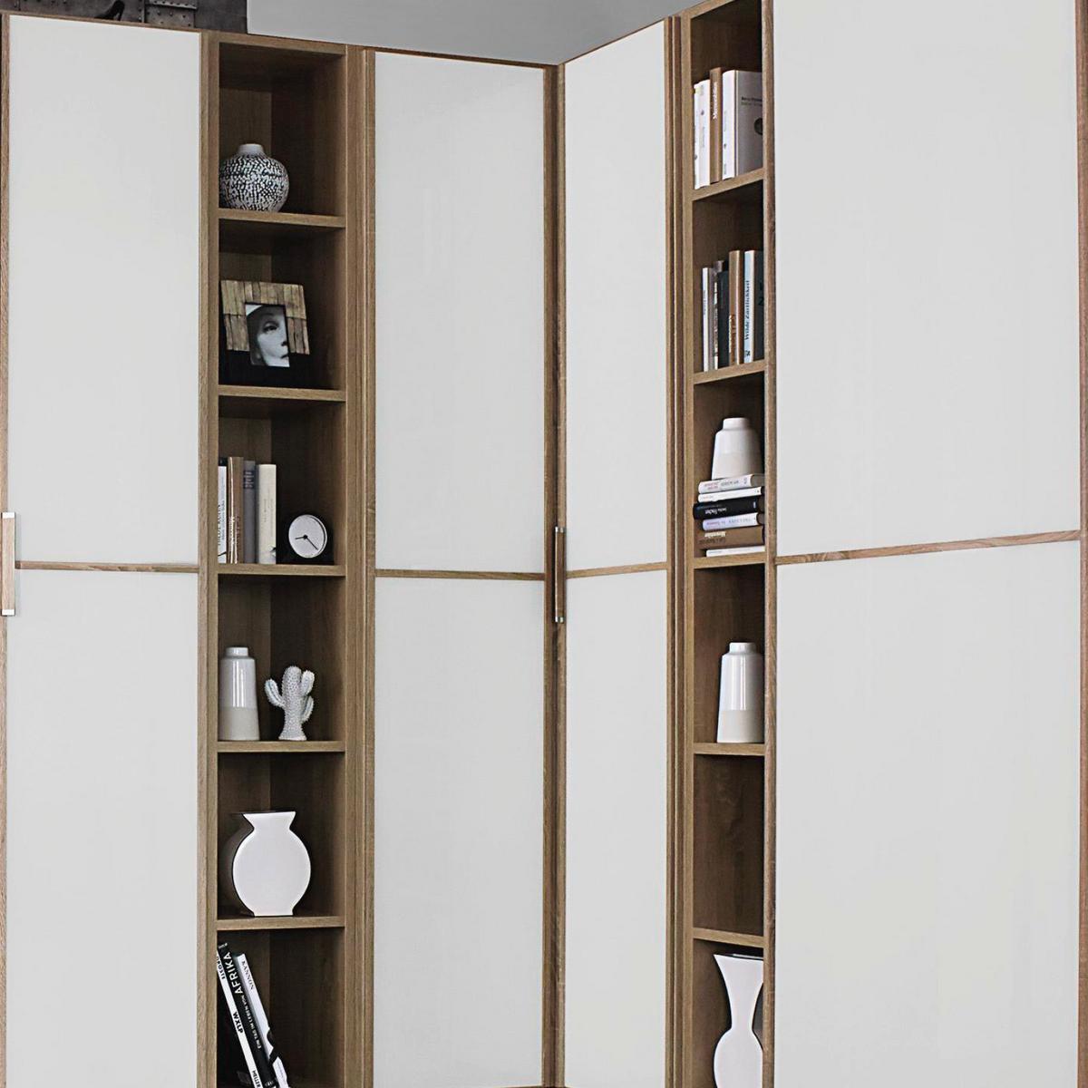 Eckschrank 224x359cm Essensa, Eiche Dekor/weiß - Weiß/Sonoma Eiche, Design, Holzwerkstoff (224/359cm) - Rauch Möbel