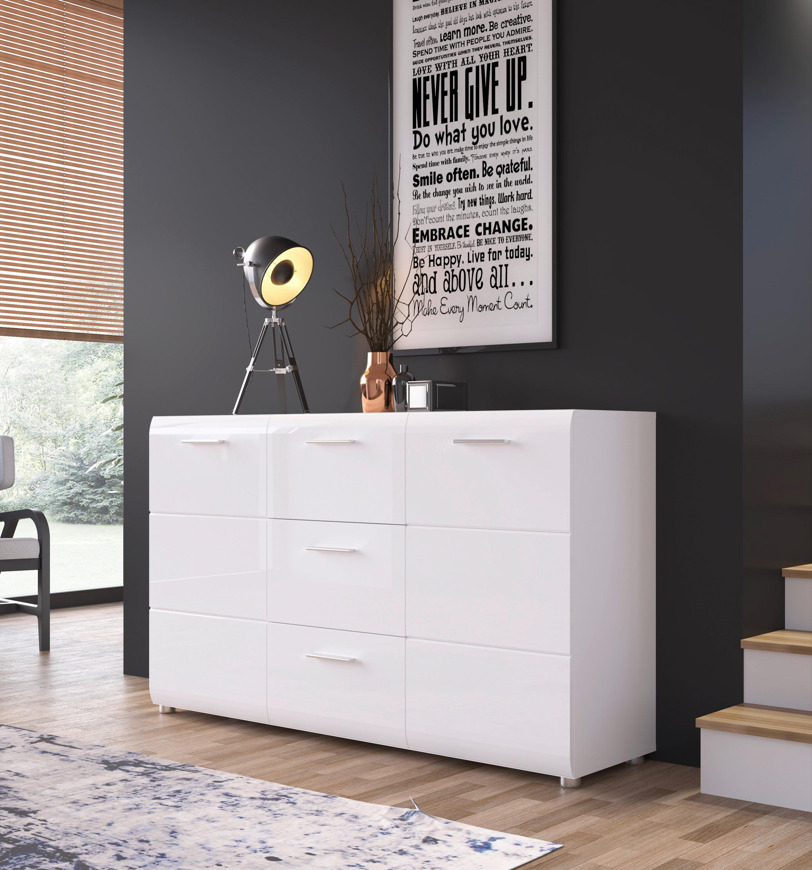 Kommode Merano Weiß B: 143,8 cm - MODERN, Holzwerkstoff (143,8/86/39cm)