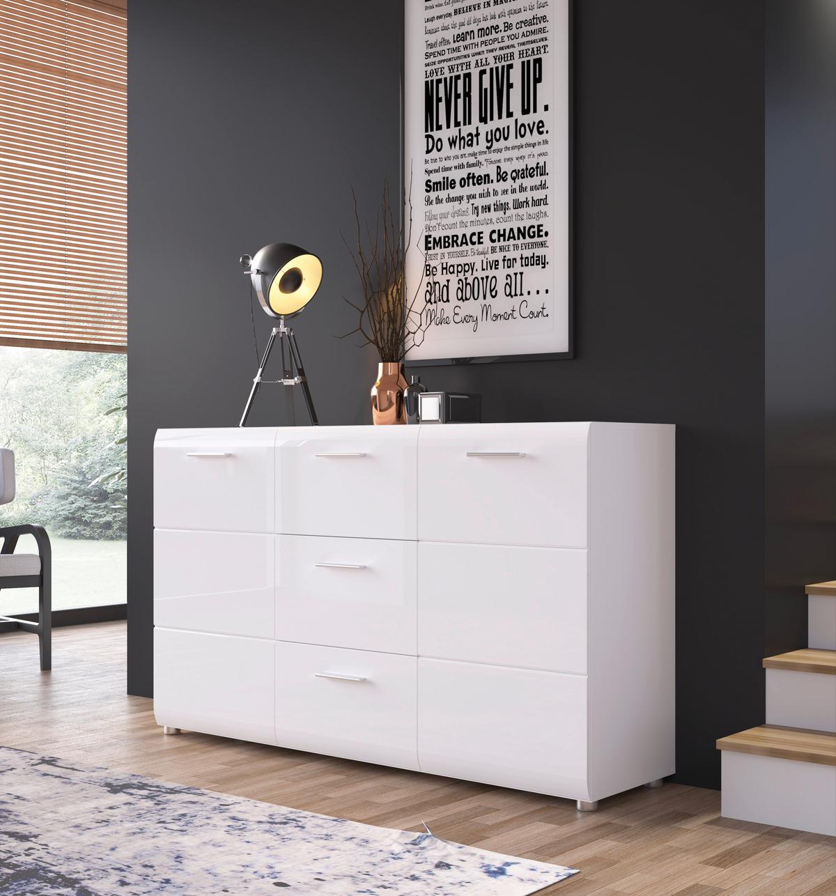 Kommode Merano Weiß B: 143,8 cm - MODERN, Holzwerkstoff (143,8/86/39cm)