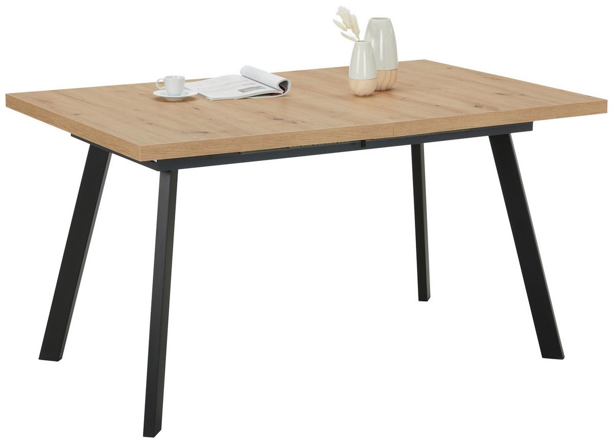 VÝSUVNÝ STŮL DINNER KONZEPT 2 - černá/dub artisan, Moderní, kov/kompozitní dřevo (160-210/90/75cm) - Mömax