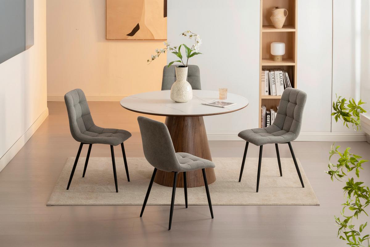 Vierfußstuhl Adea Leinenoptik Grau - Schwarz/Grau, KONVENTIONELL, Holz/Textil (45/88/55cm) - P & B