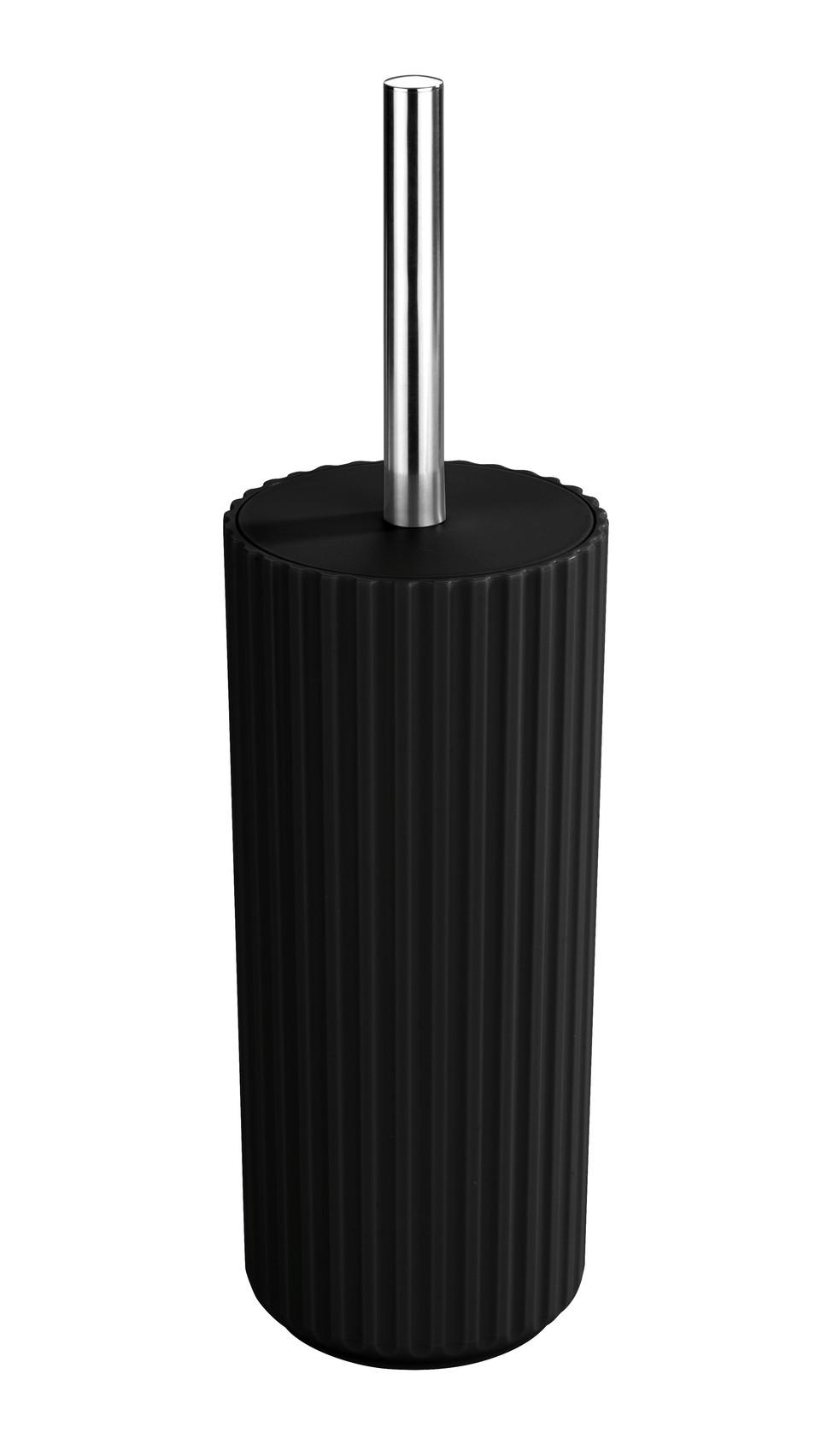 WC kefa so stojanom ALLSTAR MINAS - čierna/strieborná, Modern, plast (10cm) - Wenko