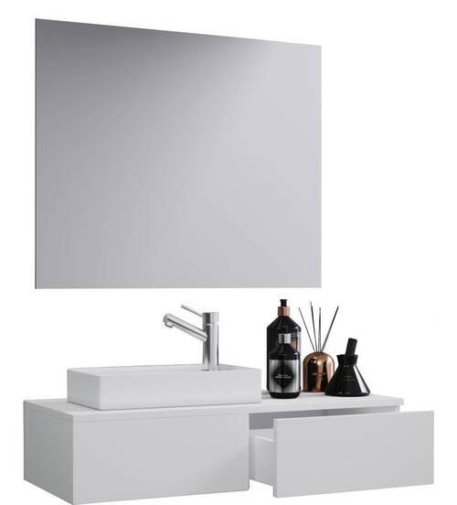 Badezimmer Gudas Weiß B: 85 cm - Weiß, MODERN, Keramik/Holzwerkstoff (85cm) - MID.YOU