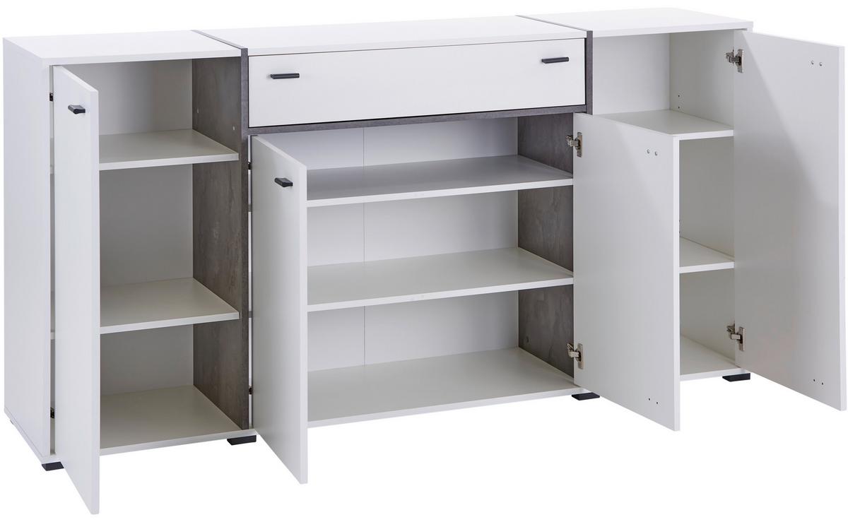 Kommode B: 187,5 Cm Miri, Weiß/betonoptik - MODERN, Holzwerkstoff (187,5/95,8/41,7cm)