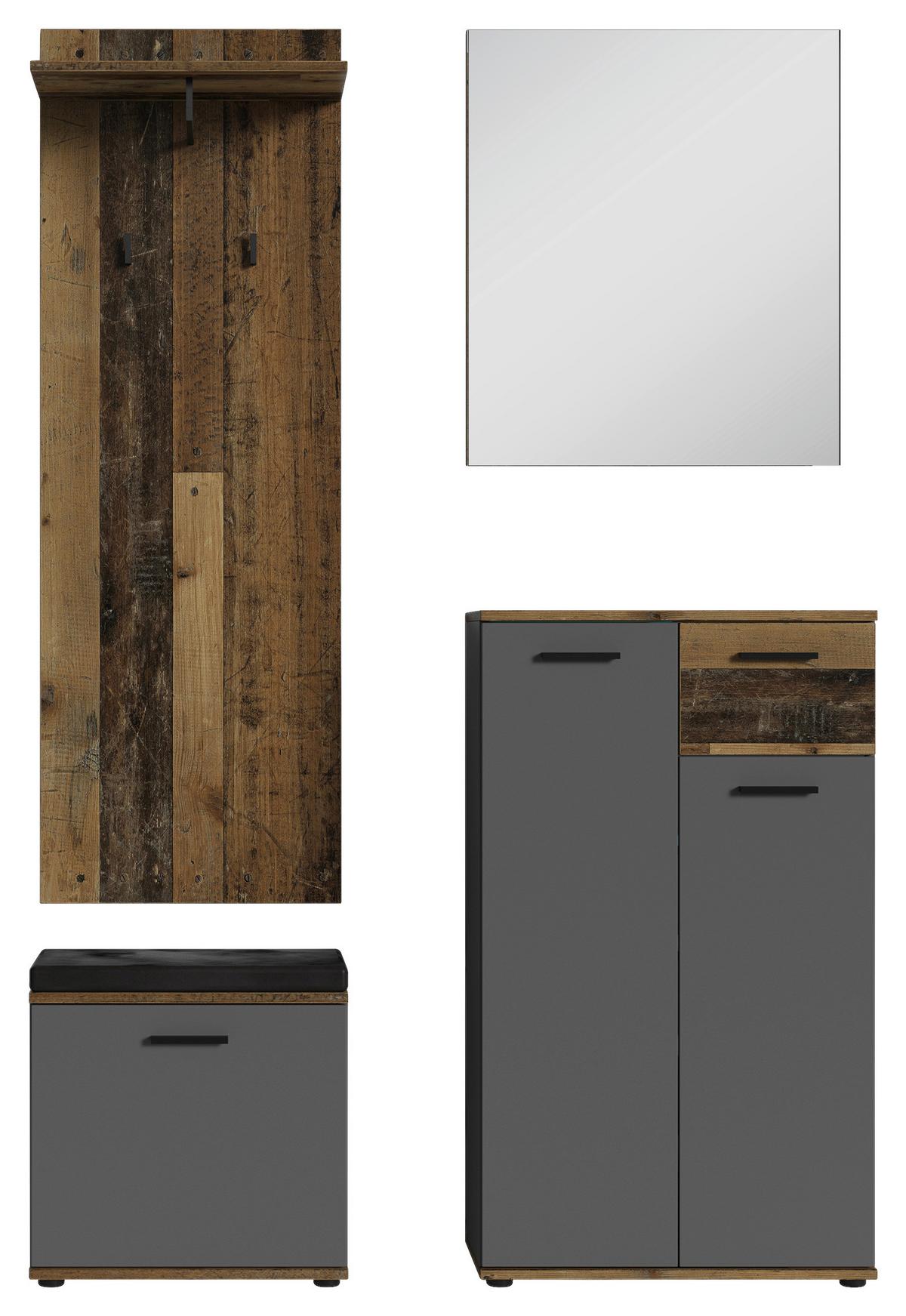 Garderobenbank Jakob Anthrazit/alteiche B: 48,5 Cm - Alteiche/Anthrazit, LIFESTYLE, Holzwerkstoff (48,5/49/30cm) - MID.YOU
