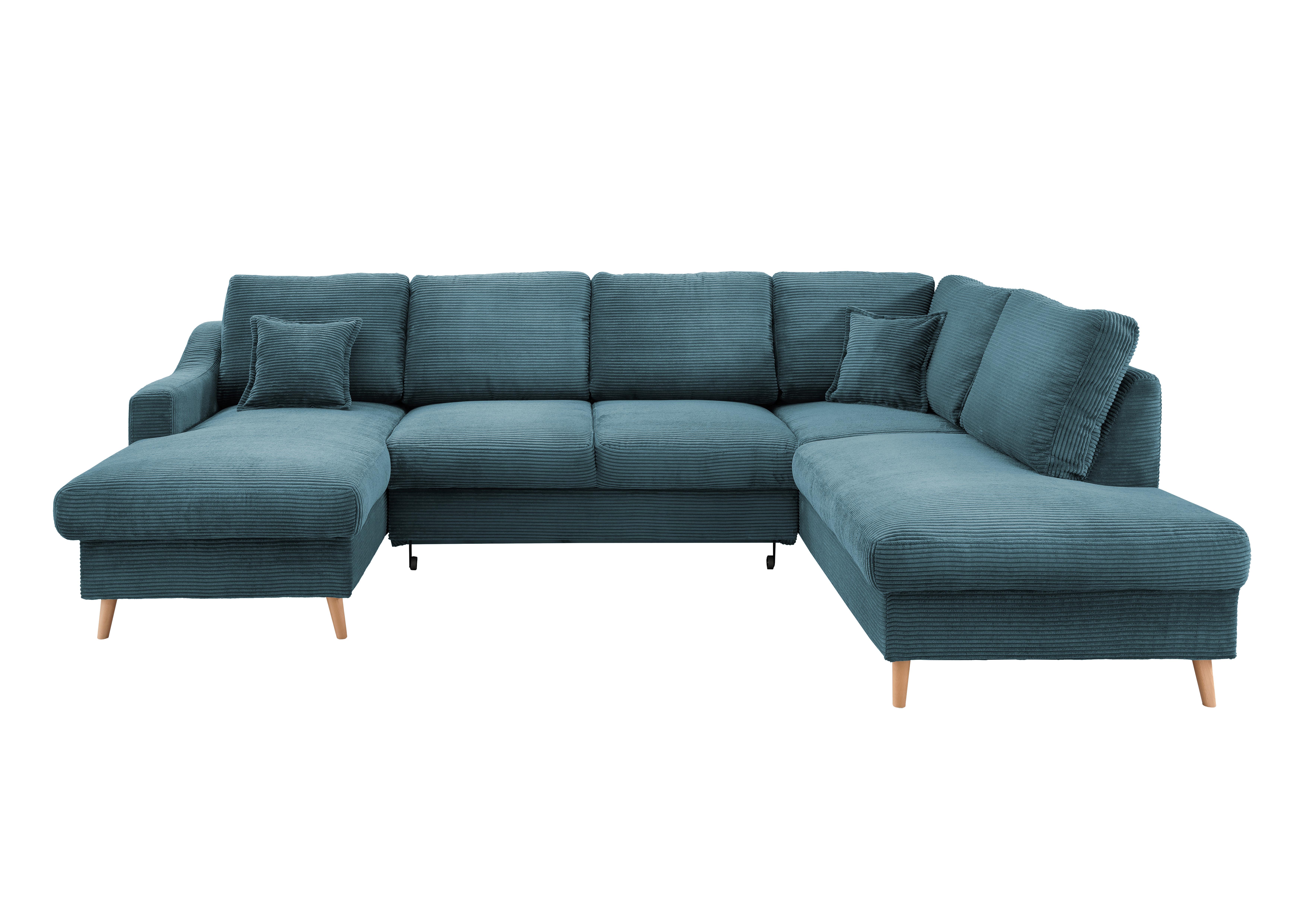 Wohnlandschaft Valentina - Petrol/Naturfarben, KONVENTIONELL, Textil (150/301/200cm) - P & B