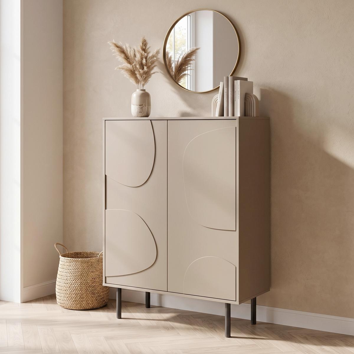 KOMMODE Cadiz Schlammfarben B: 85cm - Schlammfarben/Schwarz, Design, Holz (85/135/40cm) - Livetastic